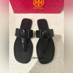 Tory Burch Georgia Black Leather Sandals